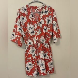 Maurices Red and White Ruffled Midi Romper